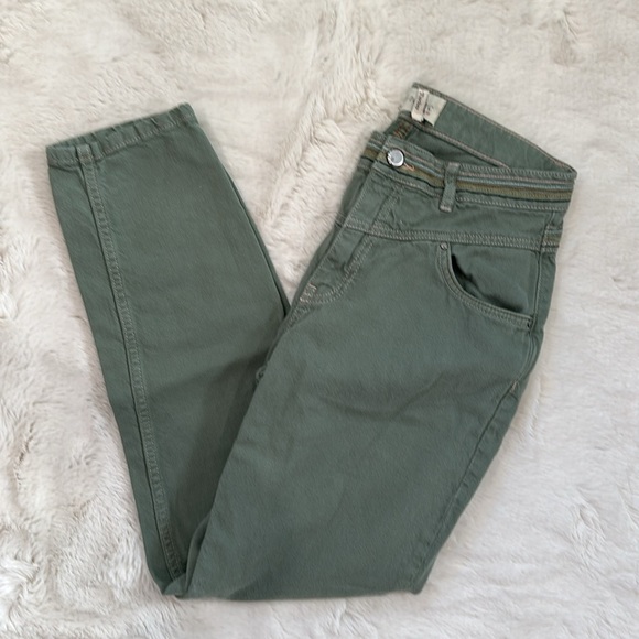 Cotélac Acoté Cropped Pant Cotton Linen Blend Green size 2 - Picture 1 of 8